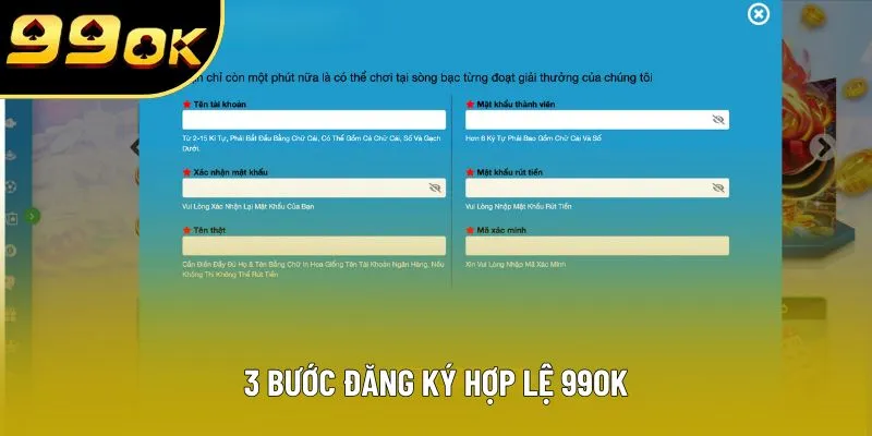 3 bước đăng ký hợp lệ 99OK