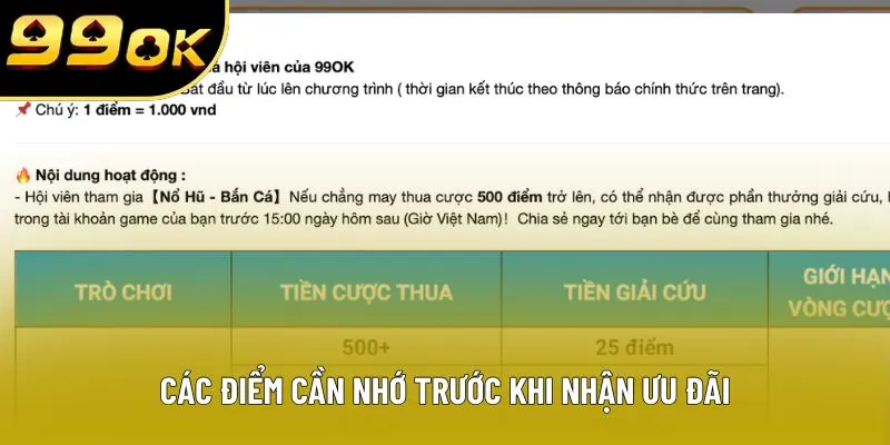 Các điểm cần nhớ trước khi nhận ưu đãi